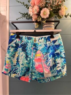 Lilly Pulitzer Callahan Shorts Hey Bay Bay  Size 2 Sailboat Nautical Coastal